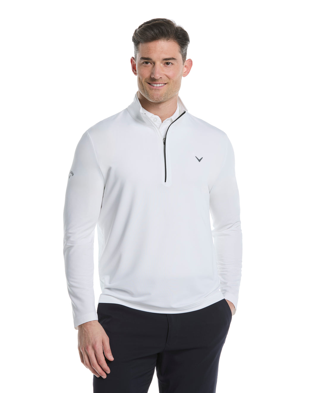 Solid Sun Protection 1/4 Zip Golf Pullover (Bright White) 