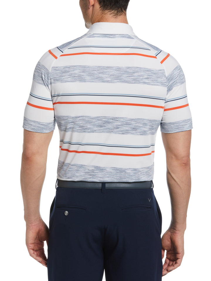 Space Dye Herringbone Stripe Golf Polo (Bright White) 