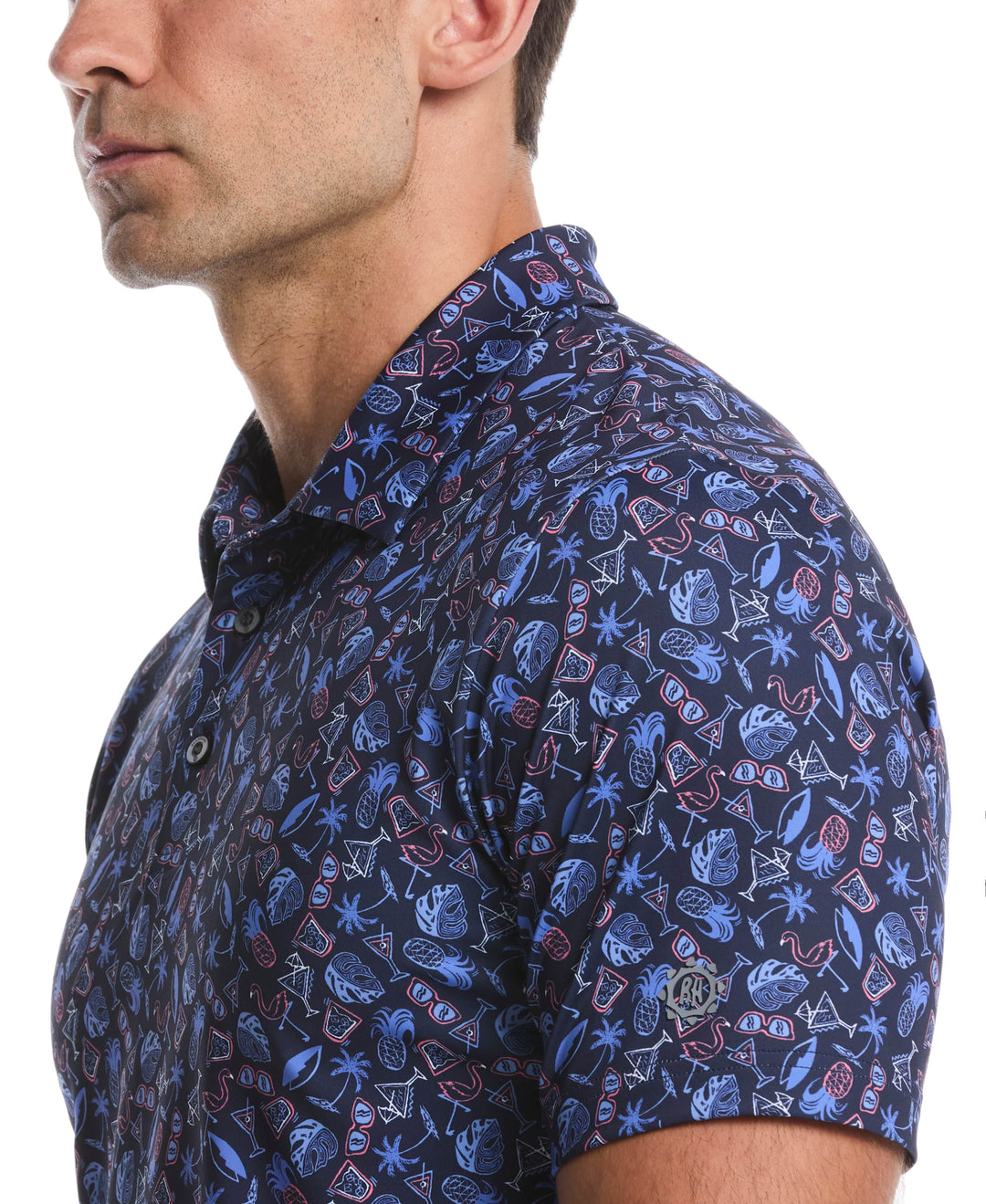 Springtime Print Golf Polo (Peacoat) 
