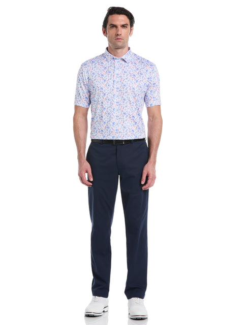 Springtime Print Golf Polo (Bright White) 