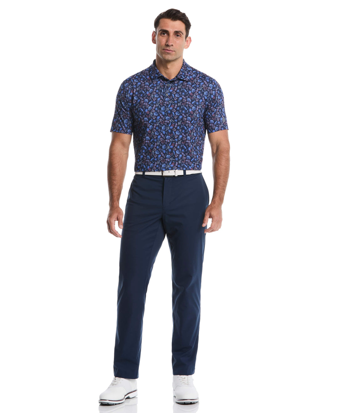 Springtime Print Golf Polo (Peacoat) 
