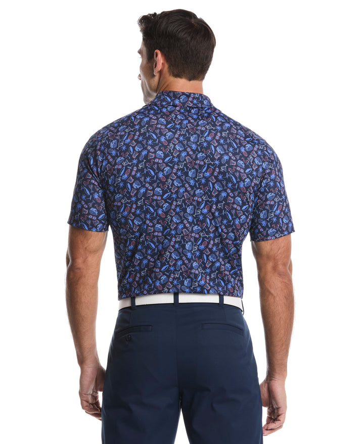 Springtime Print Golf Polo (Peacoat) 