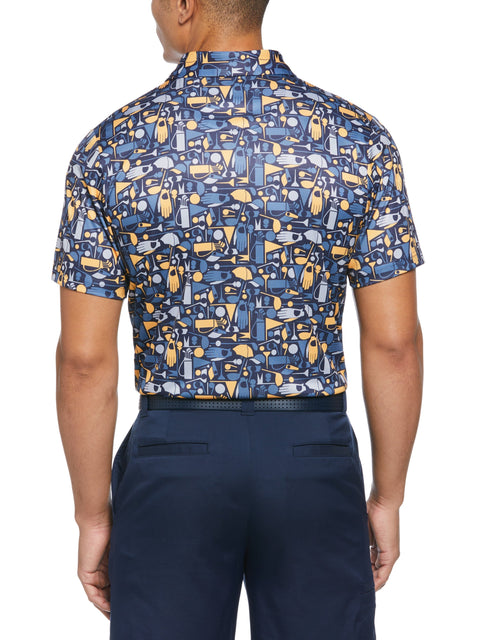 Stamped Golf Print Golf Polo (Peacoat) 