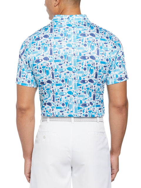 Stamped Golf Print Golf Polo (Bright White) 