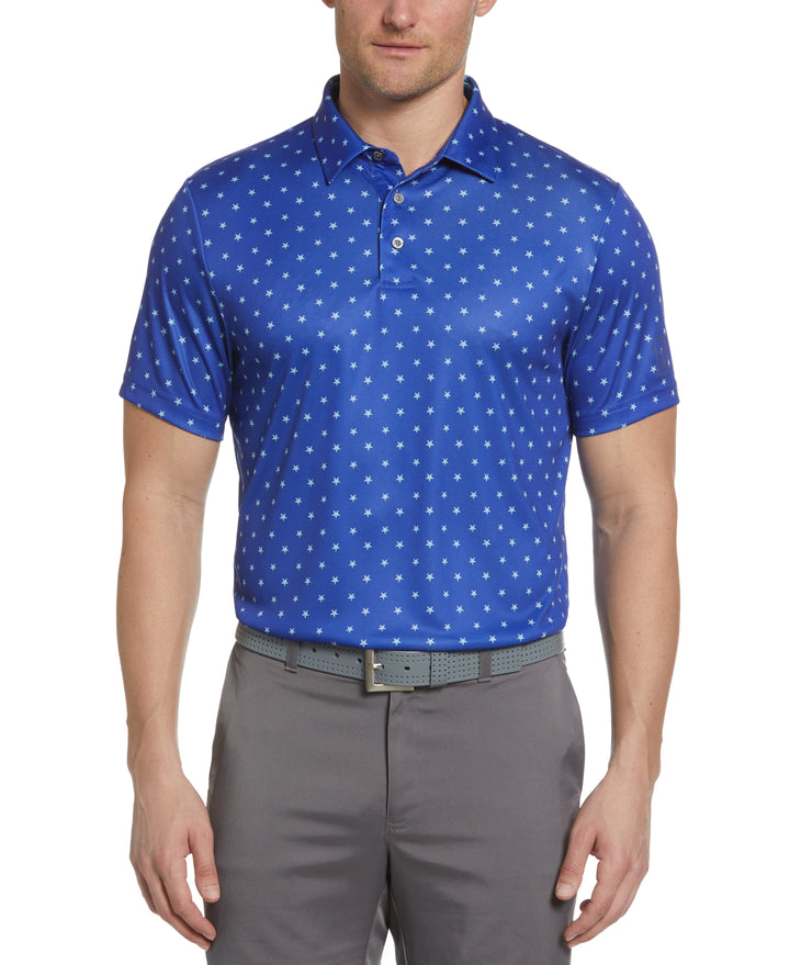 Stars and Stripes Print Golf Polo (Bluing) 