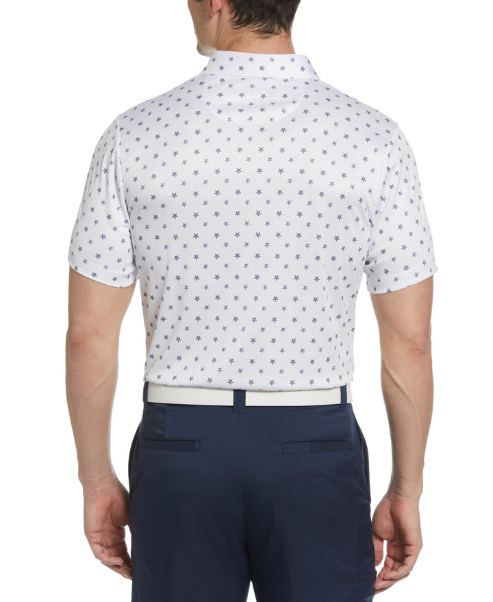Stars and Stripes Print Golf Polo (Bright White) 