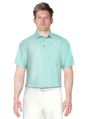 Confetti Geo Print Performance Golf Polo (Blue Curacao) 
