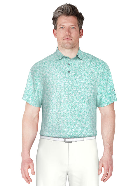 Confetti Geo Print Performance Golf Polo (Blue Curacao) 