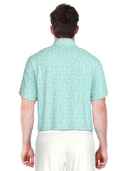 Confetti Geo Print Performance Golf Polo (Blue Curacao) 