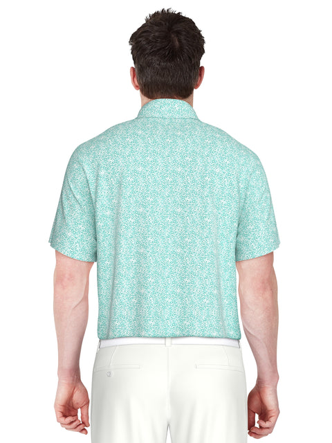 Confetti Geo Print Performance Golf Polo (Blue Curacao) 
