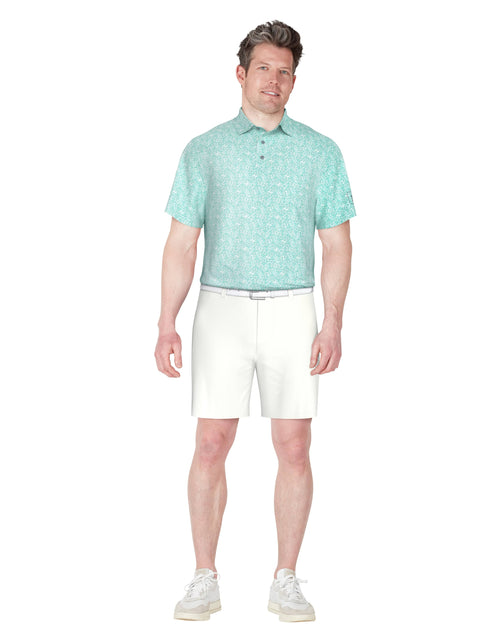Confetti Geo Print Performance Golf Polo (Blue Curacao) 