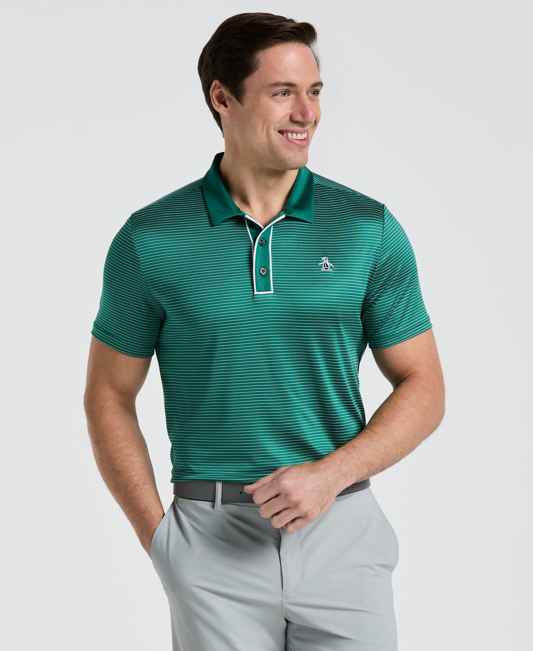 Short Sleeve Stripe Polo (Galapagos Green) 