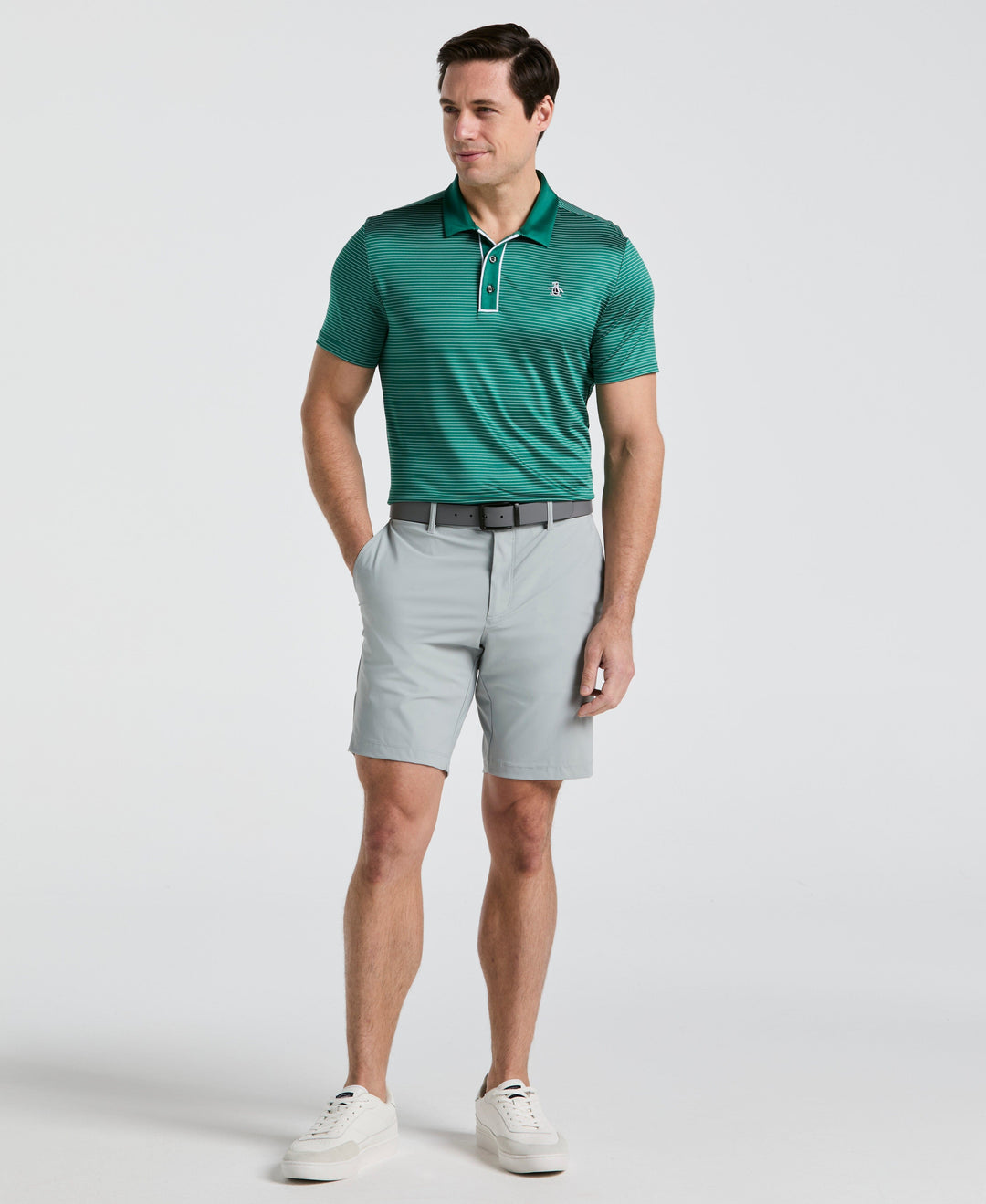 Short Sleeve Stripe Polo (Galapagos Green) 