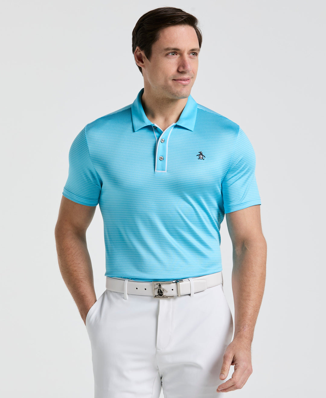 Short Sleeve Stripe Polo (Aquarius) 