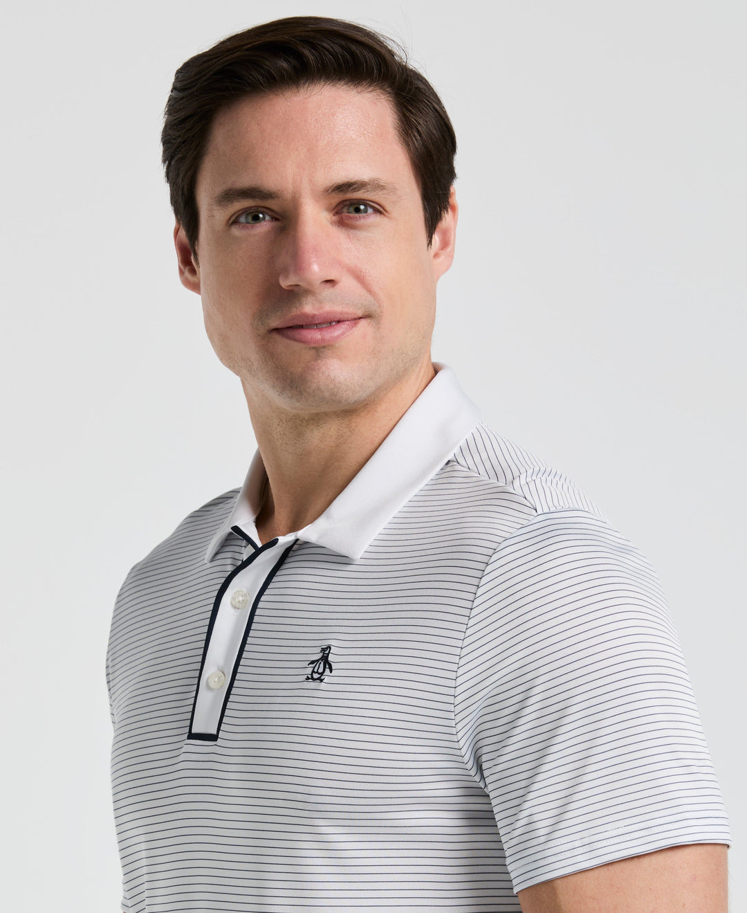 Short Sleeve Stripe Polo (Bright White) 