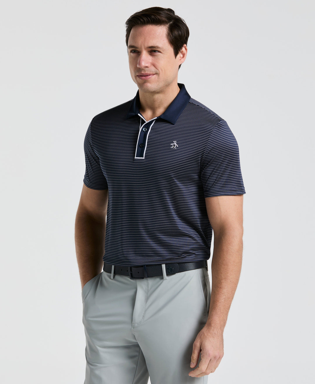 Short Sleeve Stripe Polo (Black Iris) 