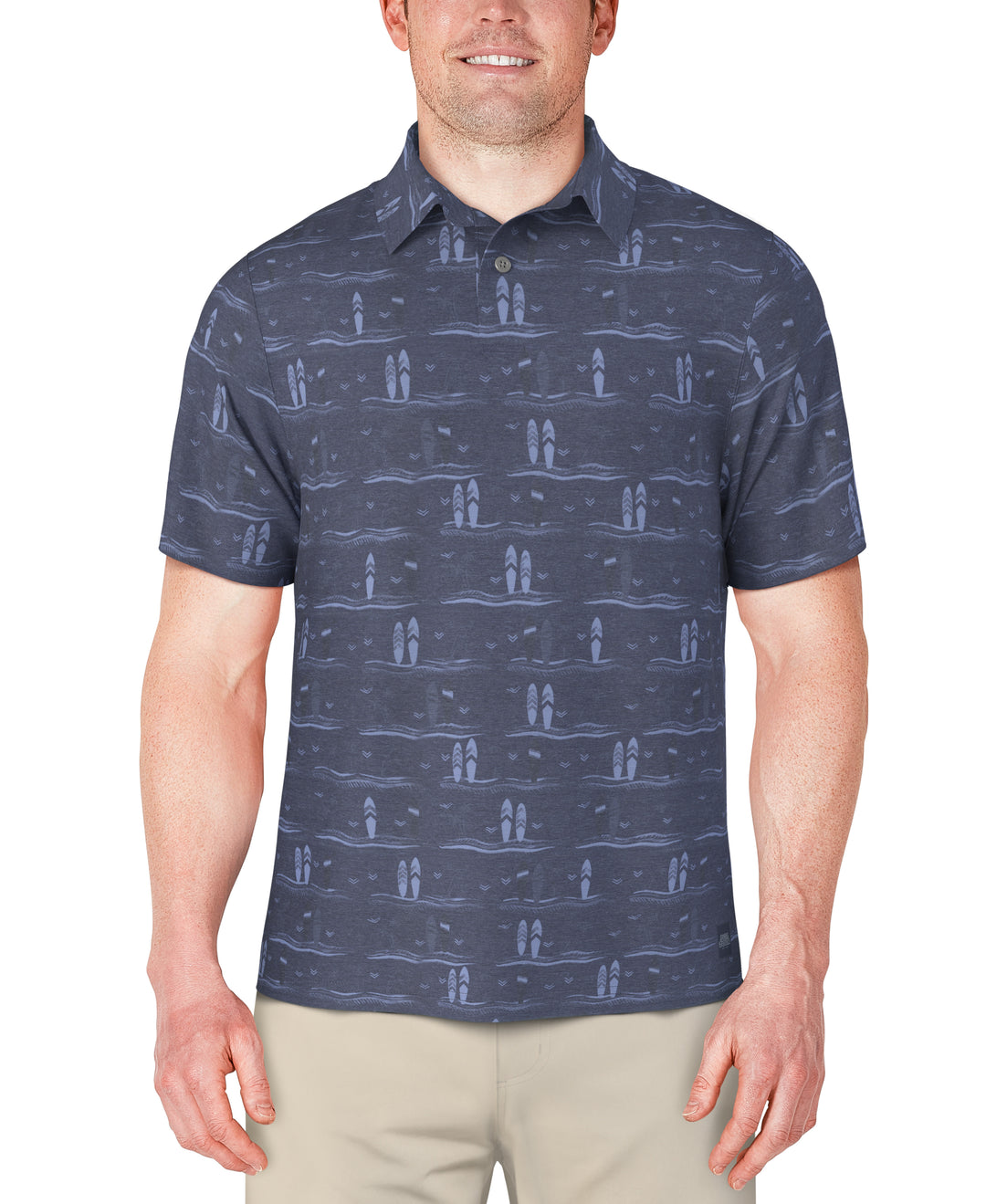 Surfboard Print Golf Polo (Insignia Blue) 