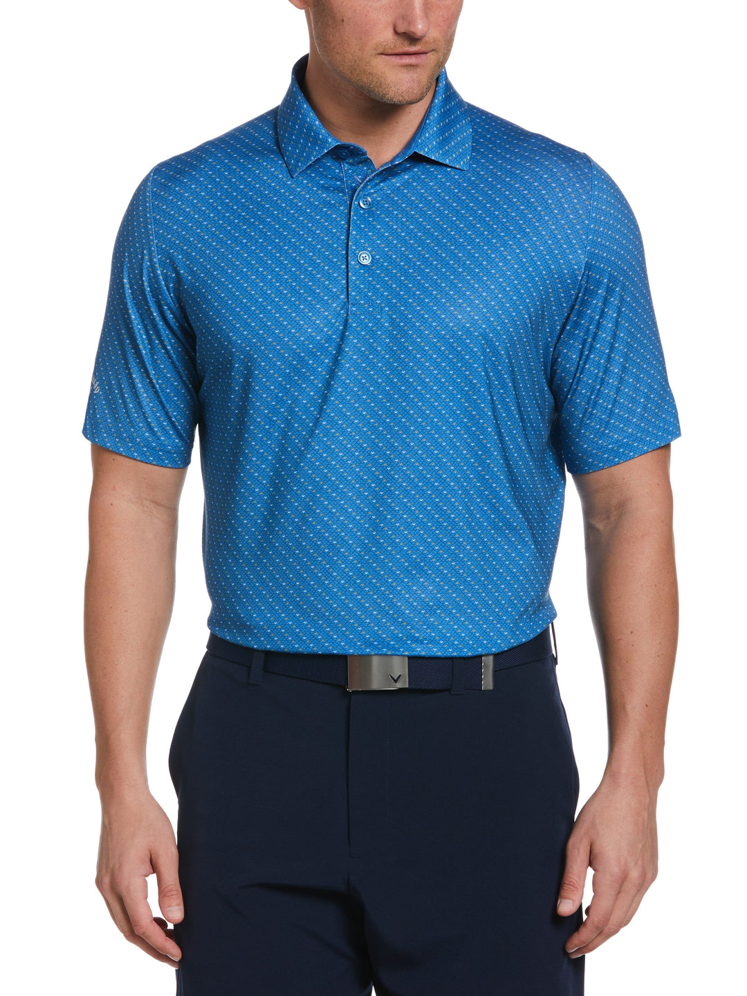 Men's Swing Tech Allover Chevron Golf Polo Shirt (Vallarta Blue) 