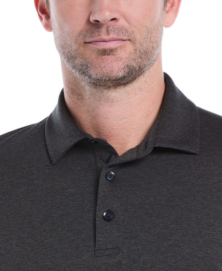 Swing Tech™ Essential Long Sleeve Golf Polo (Black Heather) 