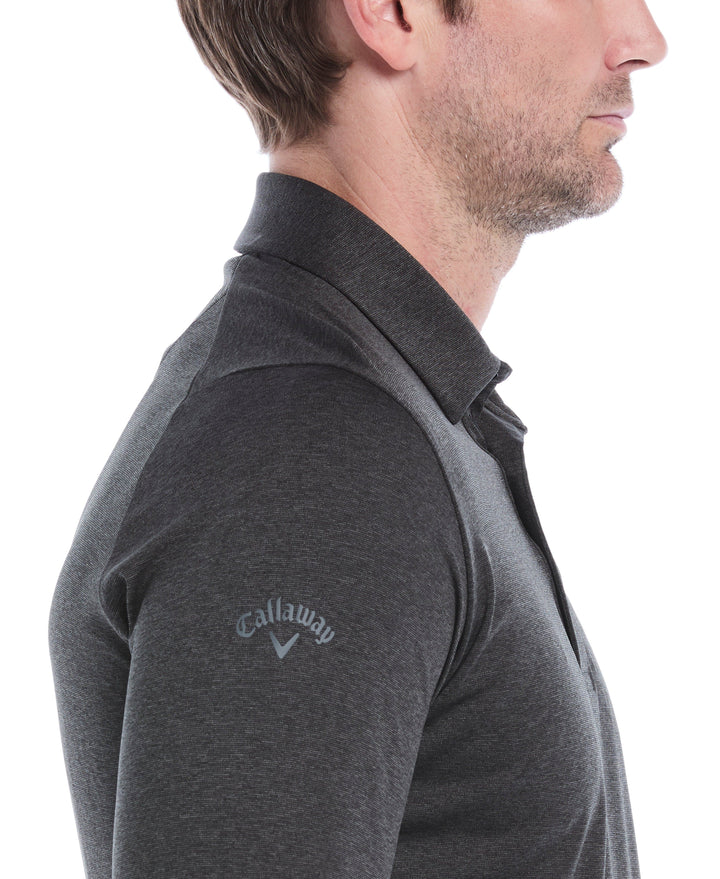 Swing Tech™ Essential Long Sleeve Golf Polo (Black Heather) 