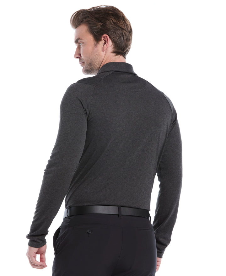 Swing Tech™ Essential Long Sleeve Golf Polo (Black Heather) 