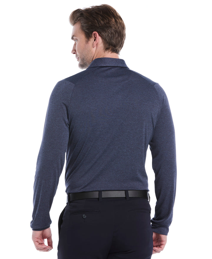 Swing Tech™ Essential Long Sleeve Golf Polo (Navy Chambry Htr) 