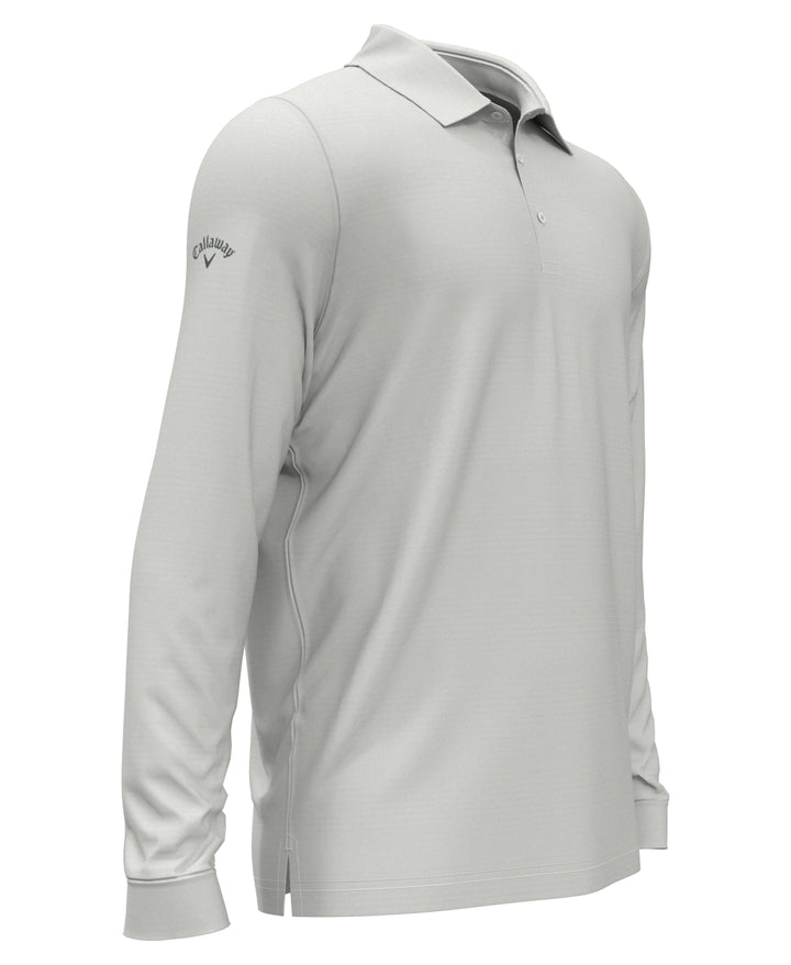 Swing Tech™ Essential Long Sleeve Golf Polo (White Grey Htr) 