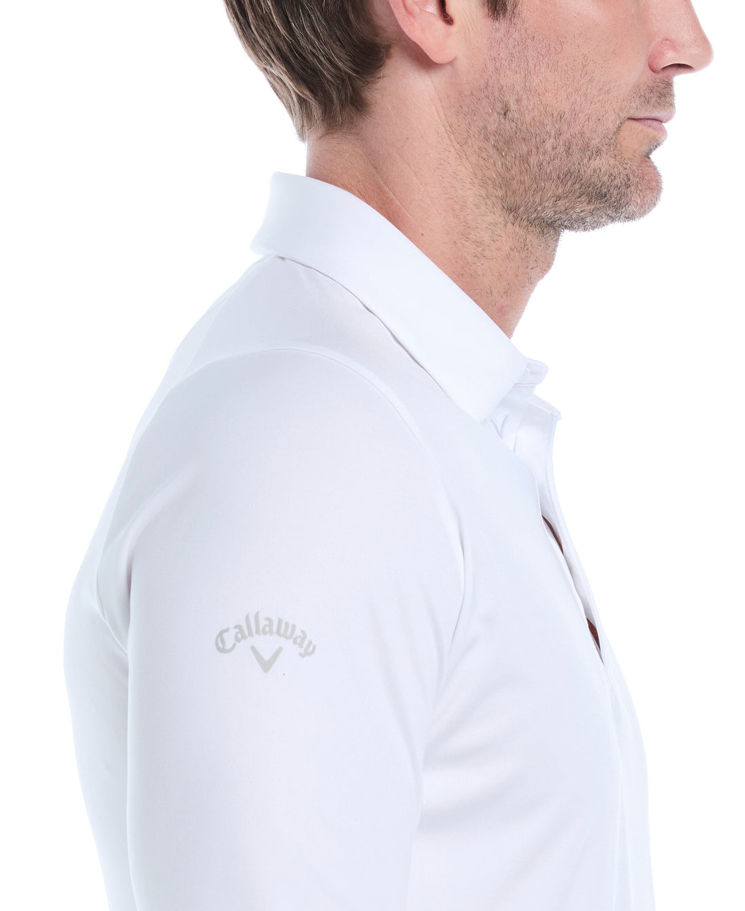 Swing Tech™ Essential Long Sleeve Golf Polo (Bright White) 