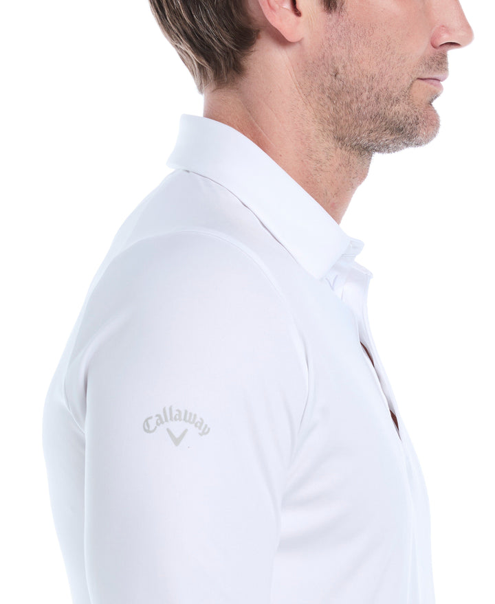 Swing Tech™ Essential Long Sleeve Golf Polo (Bright White) 