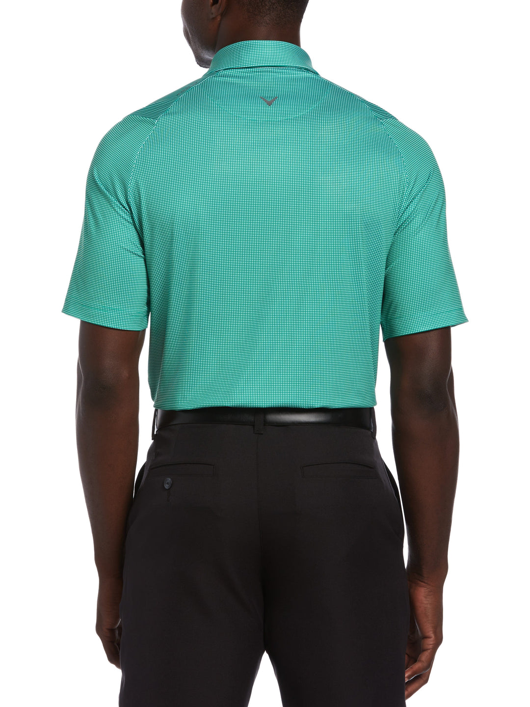 Mens Swing Tech Printed Gingham Polo (Golf Green) 