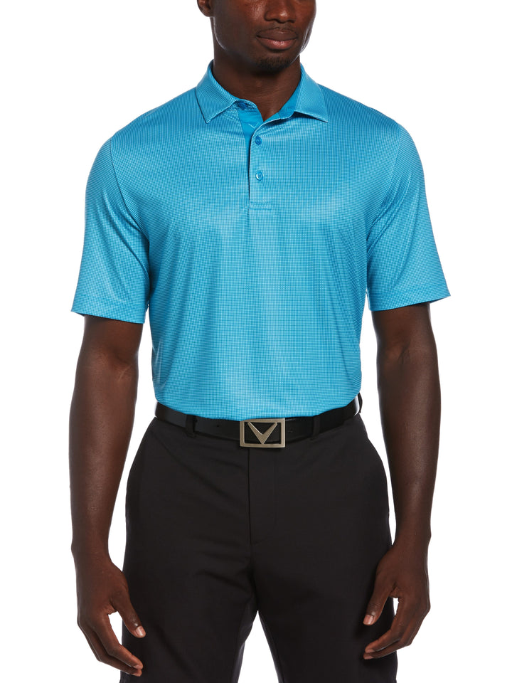 Mens Swing Tech Printed Gingham Polo (Hawaiian Ocean) 