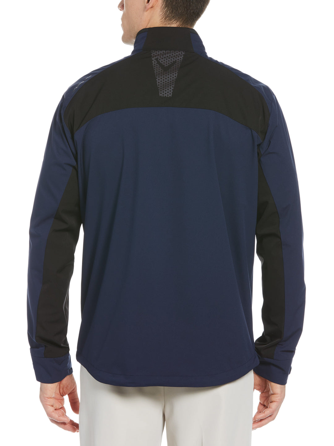 Mens Swing Tech 1/4 Zip Color Block Golf Windshirt (Peacoat/Caviar) 