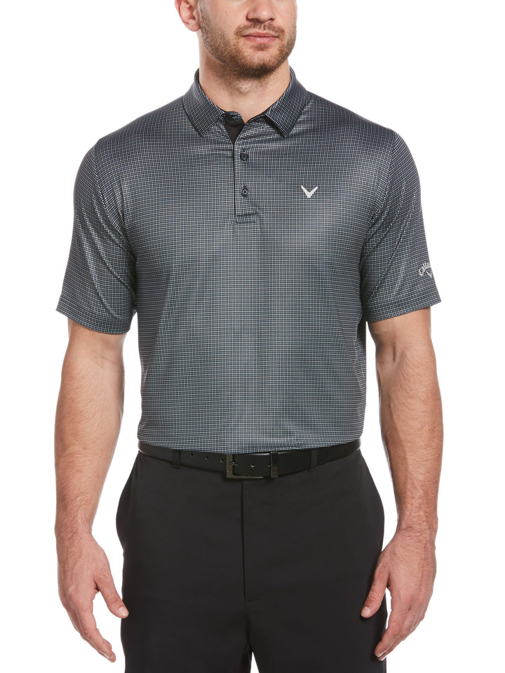 Mens Tattersall Printed Polo (Caviar) 