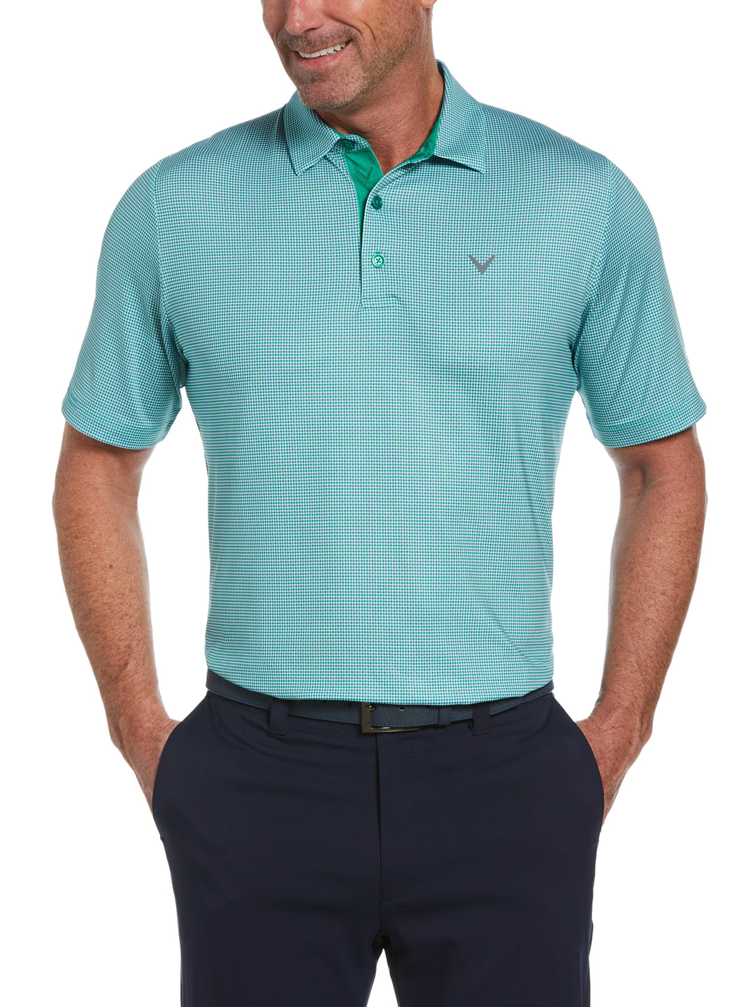 Mens Tattersall Printed Polo (Golf Green) 