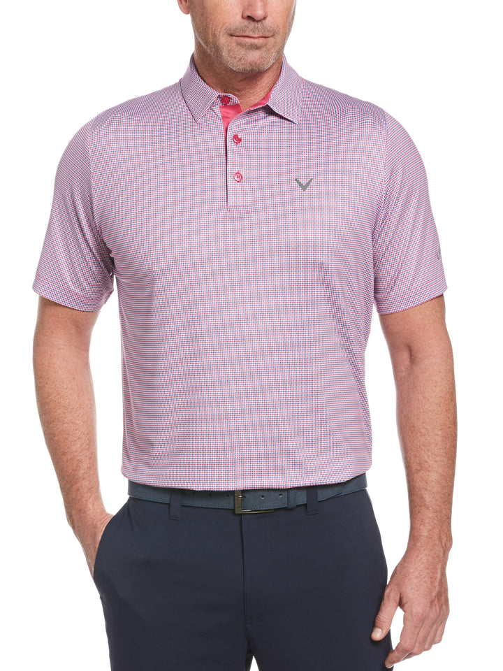 Mens Tattersall Printed Polo (Lilac Rose) 