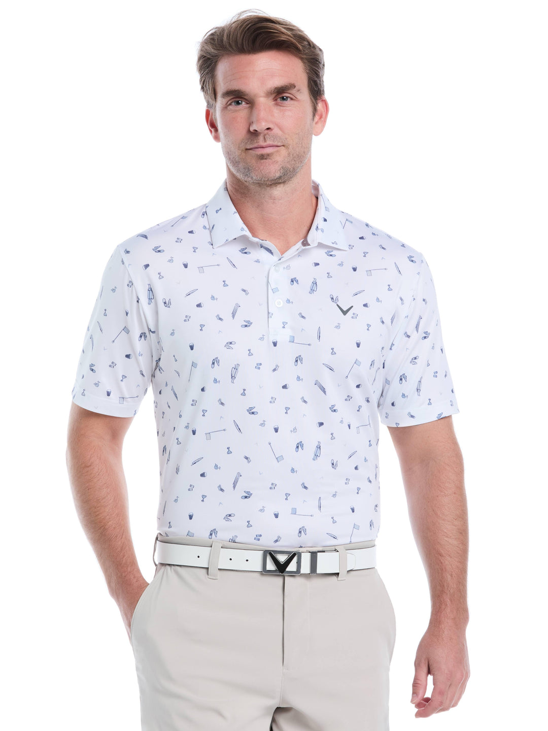 Men's Tee Time Print Golf Polo Shirt
