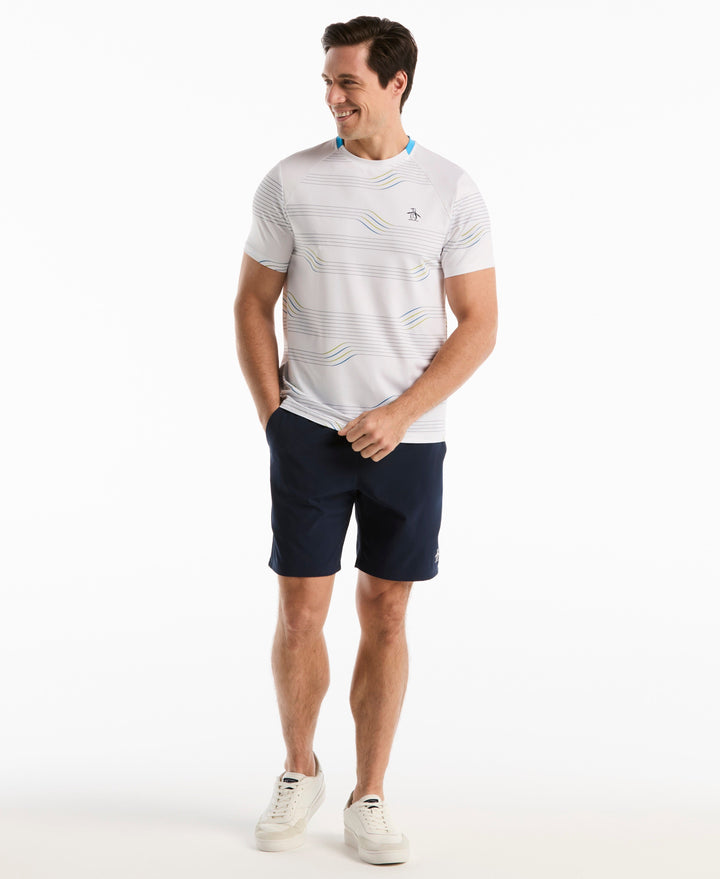 Tennis Linear Blocked Crew Shirt (Bright White) 