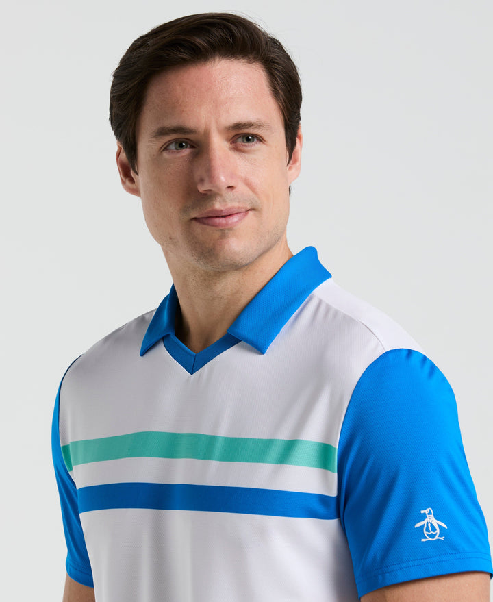 Tennis Performance Color Block Polo (Bright White) 