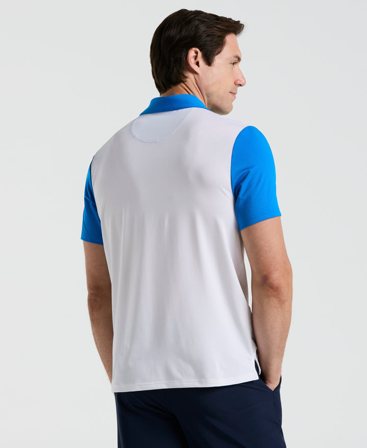 Tennis Performance Color Block Polo (Bright White) 