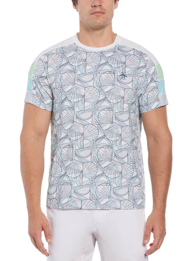 Men's Tennis Racket Print Performance Short Sleeve Tennis T-Shirt
