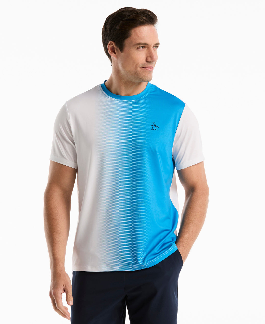 Tennis Vertical Ombre Crew Shirt (Malibu Blue) 