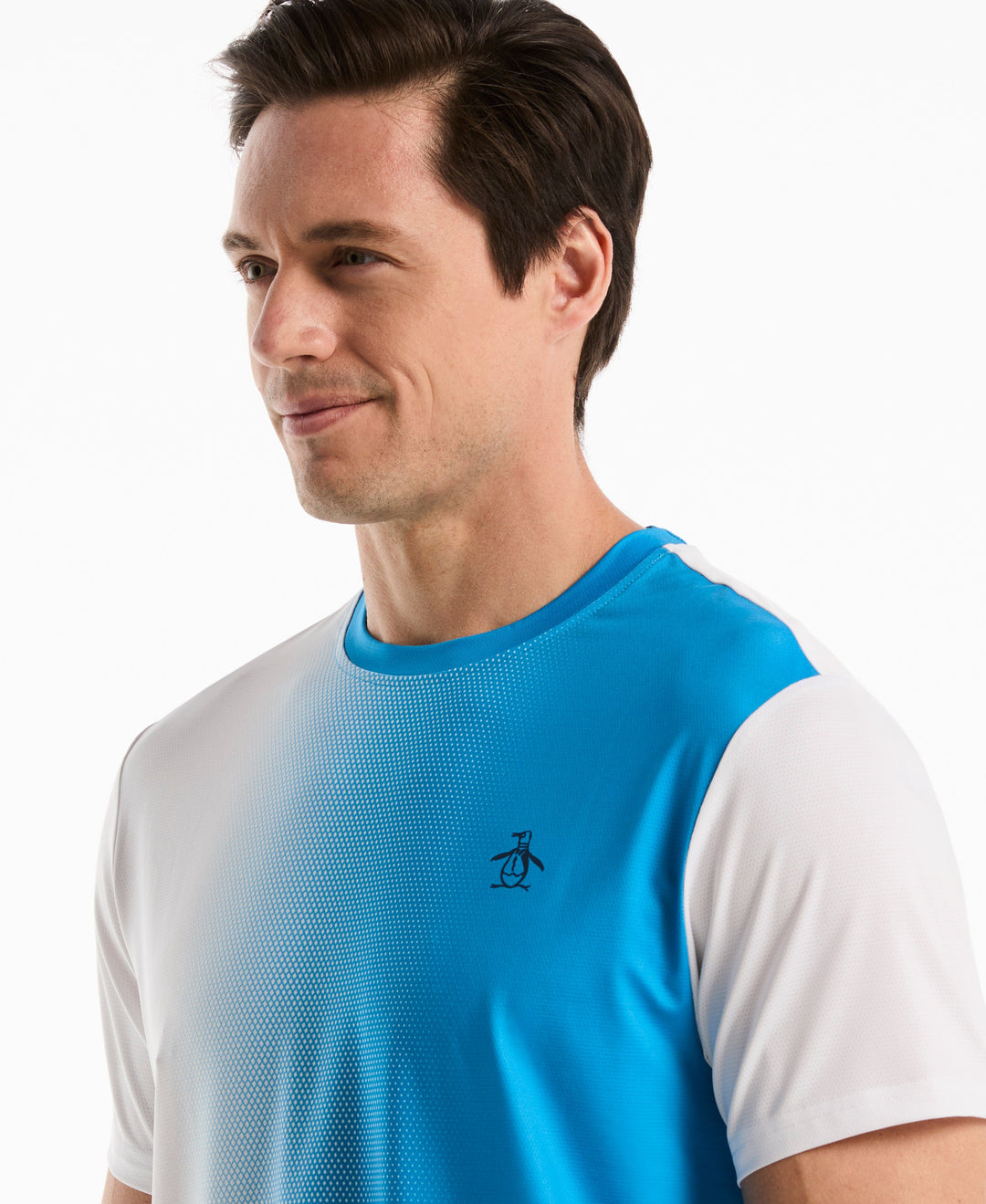 Tennis Vertical Ombre Crew Shirt (Malibu Blue) 