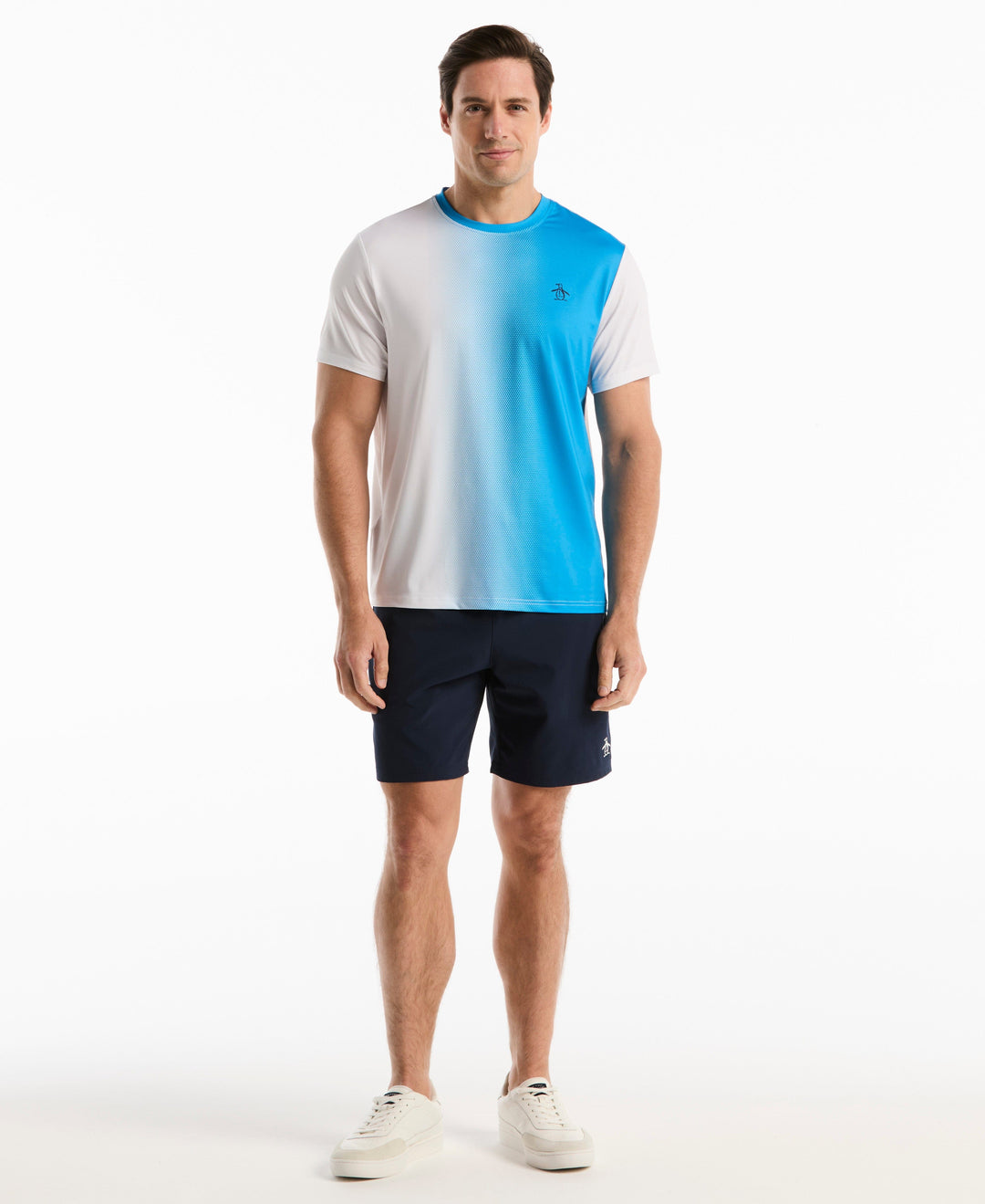 Tennis Vertical Ombre Crew Shirt (Malibu Blue) 