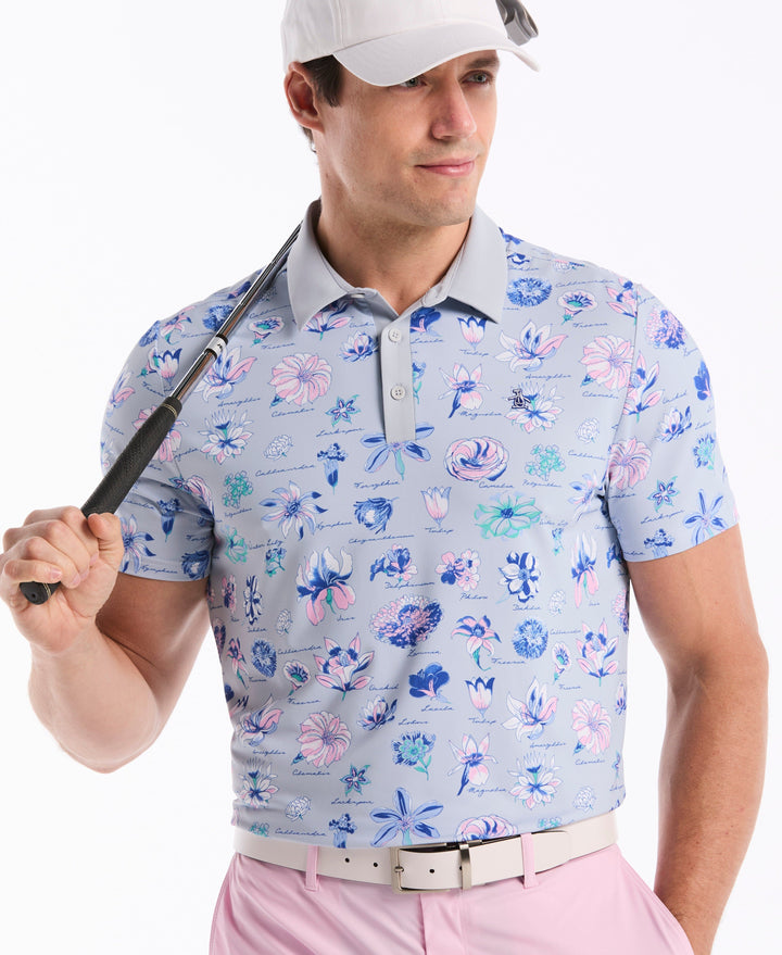 Textbook Floral Golf Polo (Gray Dawn) 