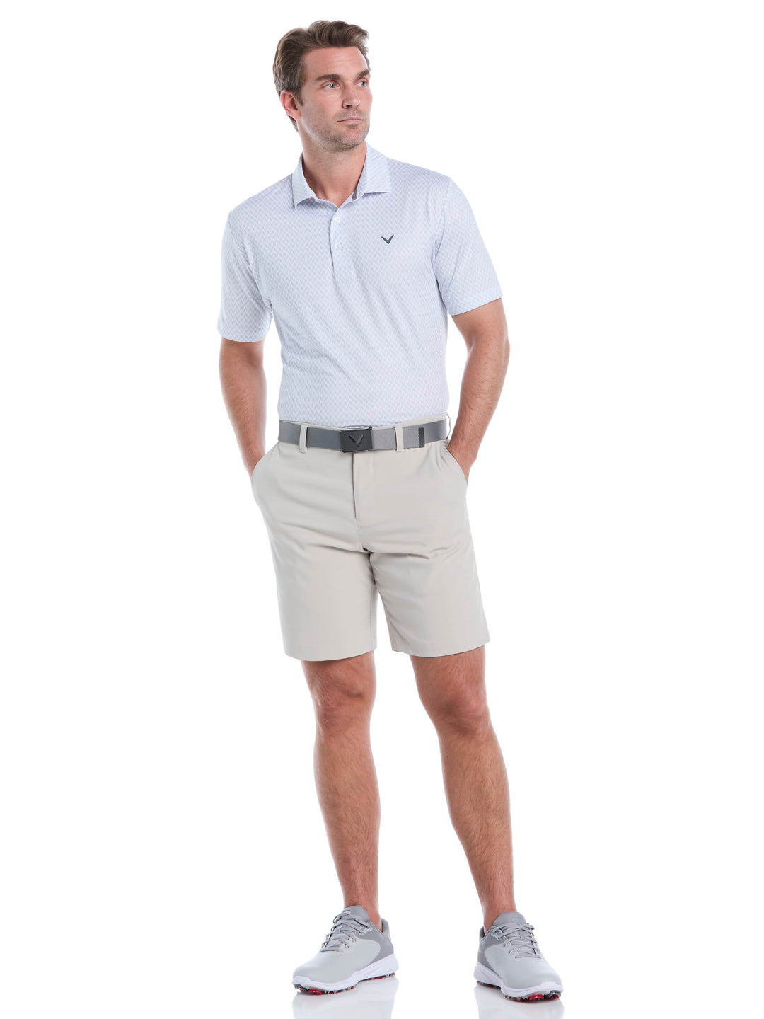 Men's Textured Chevron Geo Polo