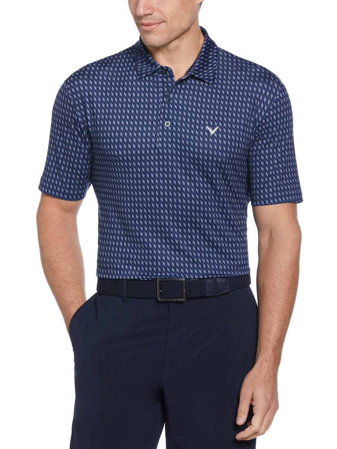 Men's Textured Chevron Geo Polo