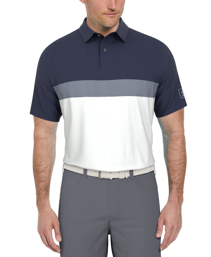 Textured Color Block Golf Polo (Peacoat) 