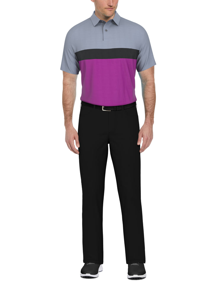 Men's Textured Color Block Golf Polo