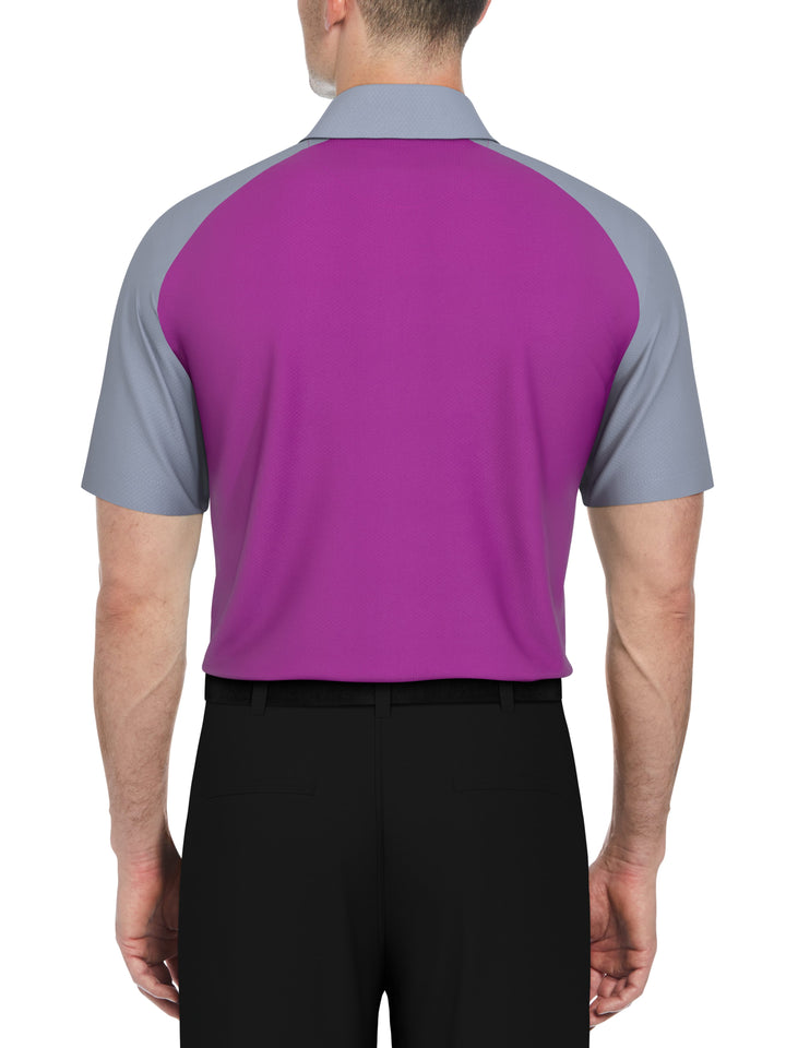 Men's Textured Color Block Golf Polo