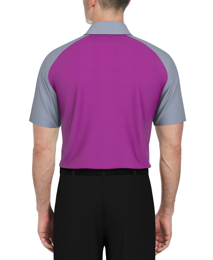 Textured Color Block Golf Polo (Wild Aster) 